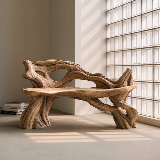 Handcrafted Branch Bench Outdoor Decor For Hand Carved Gardens