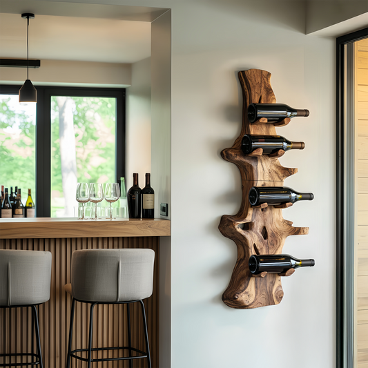 Handcrafted Live Edge Wine Holder For Modern Furniture Decor