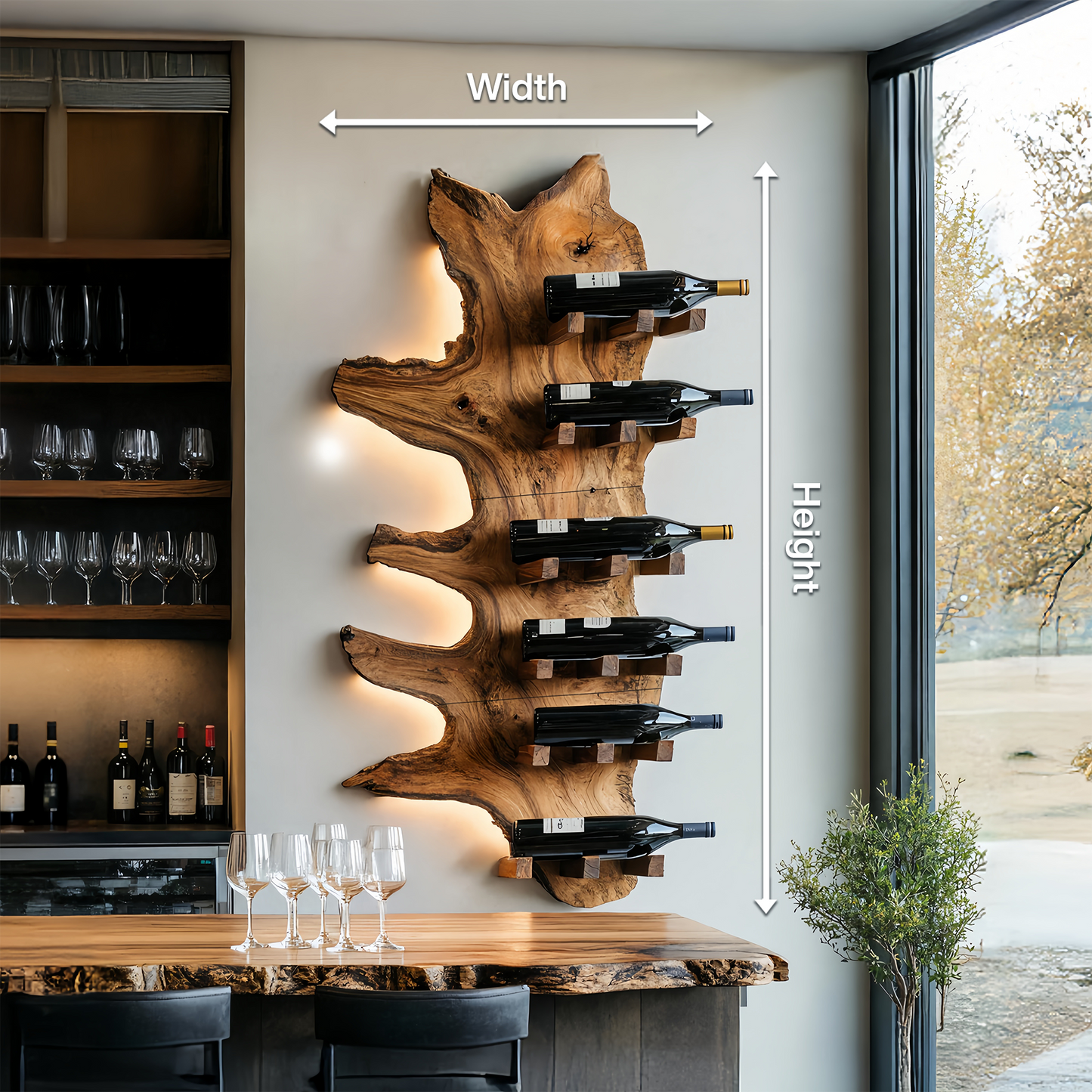 Modern Live Edge Wine Rack For Furniture Decor And Wine Shelf