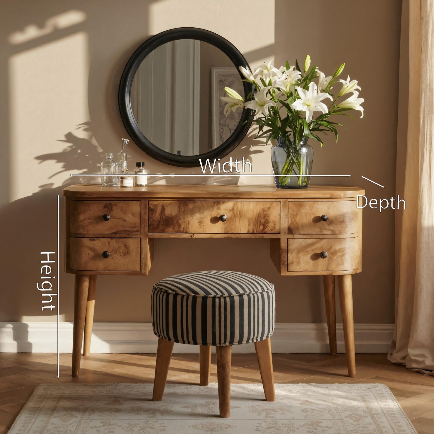 Handmade Vanity Table With Drawers For Bedroom