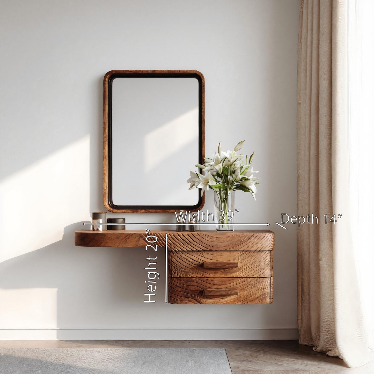 Artistic Floating Vanity Table For Bedroom