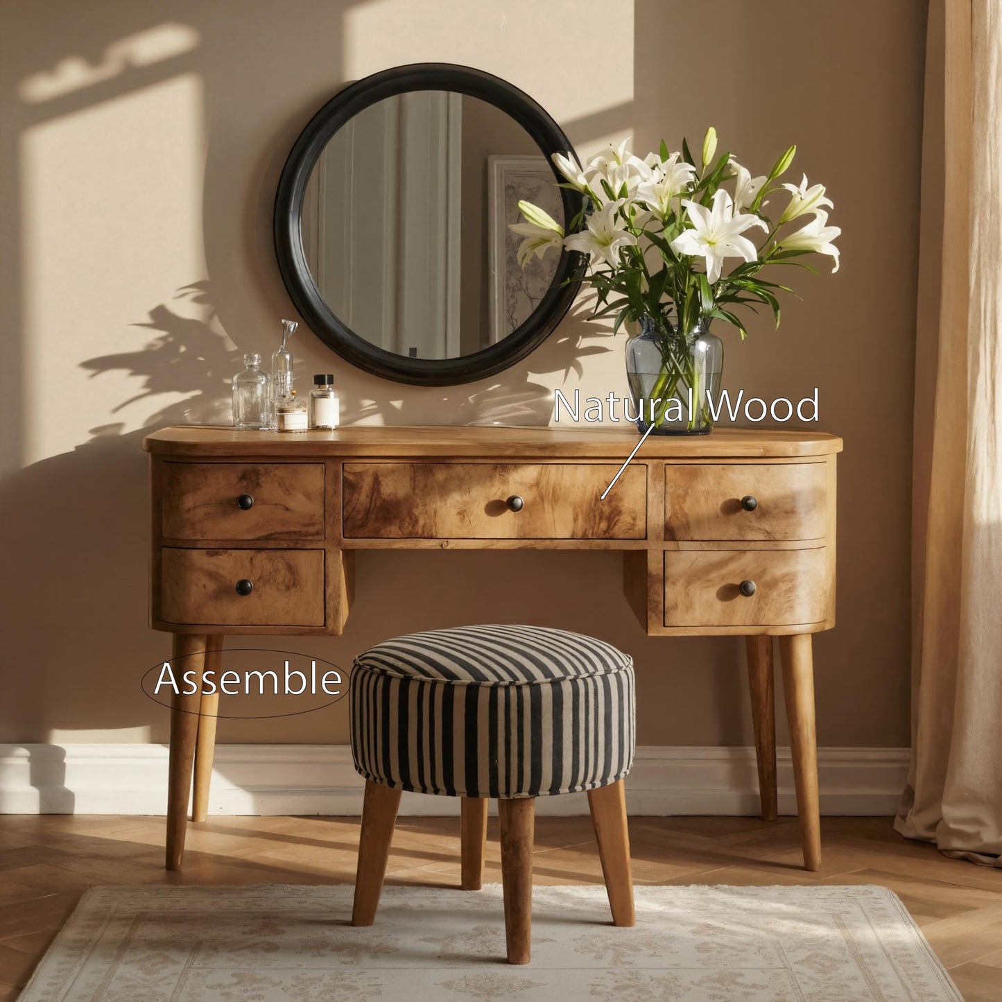 Handmade Vanity Table With Drawers For Bedroom