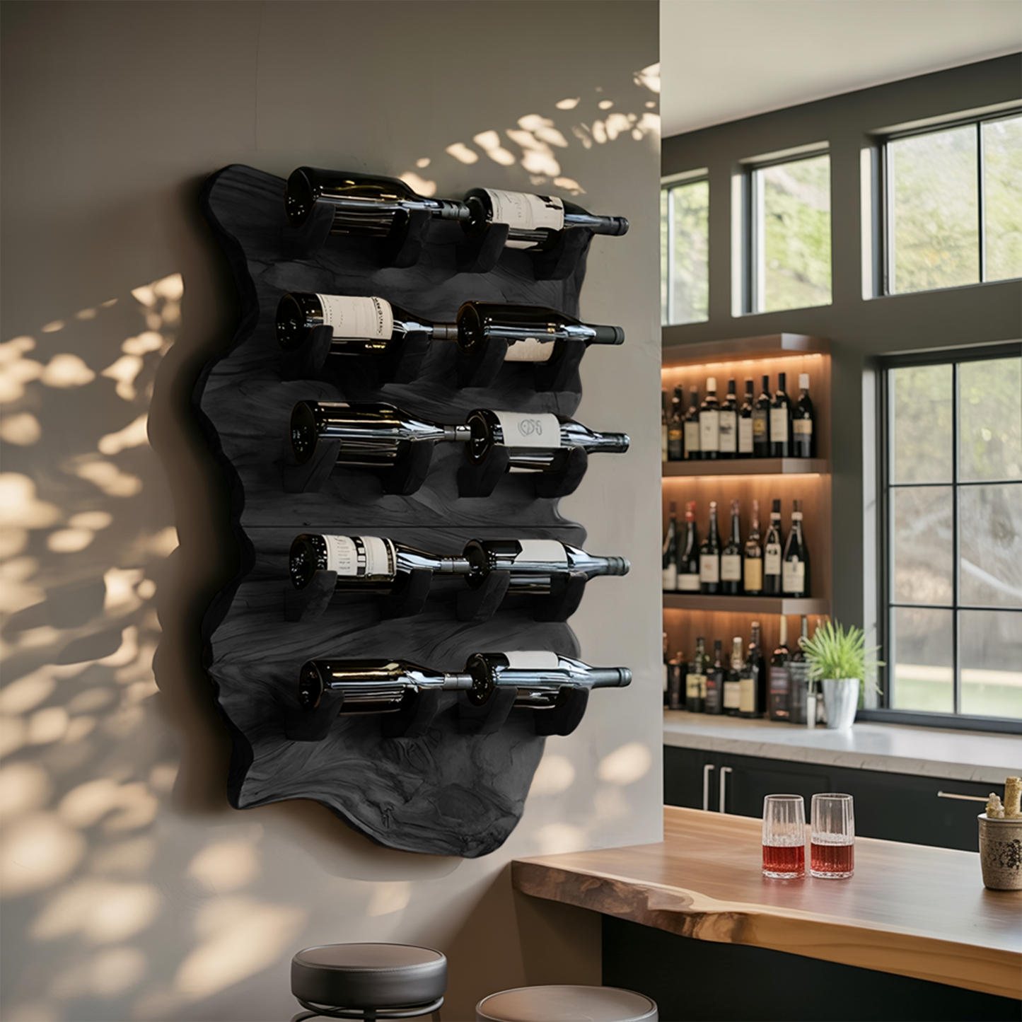 Farmhouse Wooden Live Edge Wine Holder For Furniture Decor