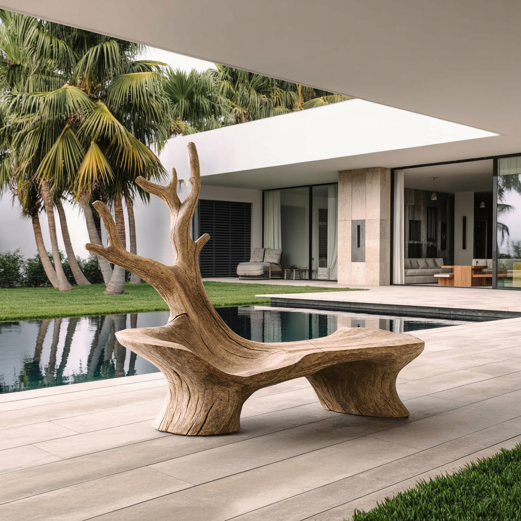 Mid Century Branch Bench Outdoor Seating For Timeless Patio Comfort