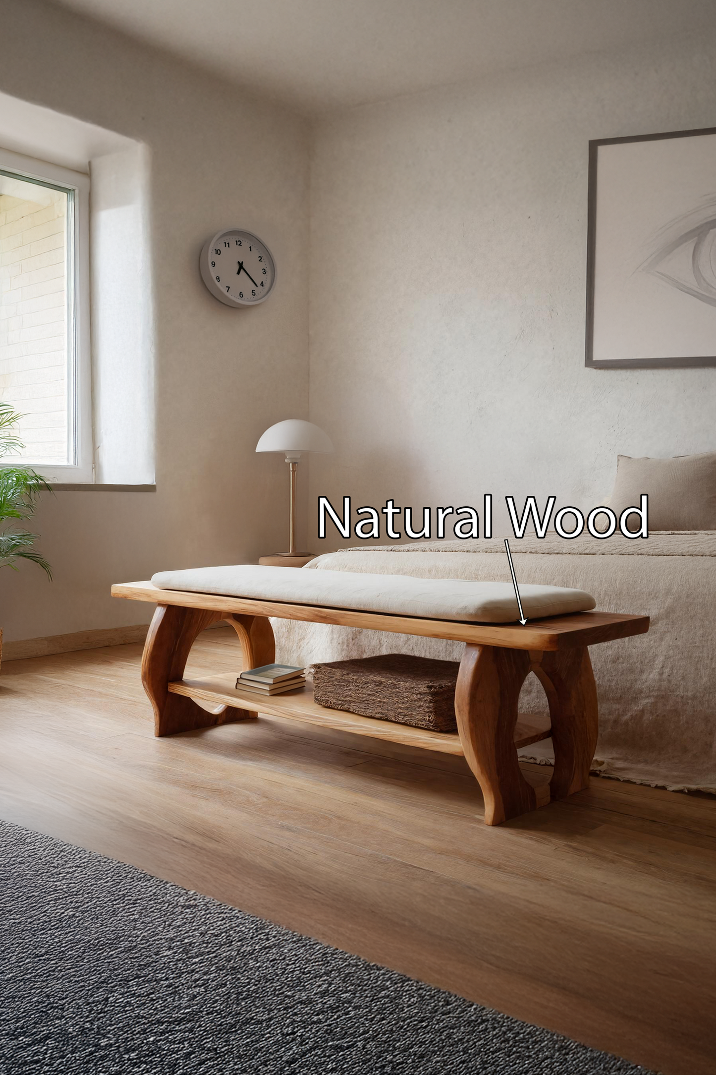 Artisan Curved Wood Bench For Modern Bedroom Design