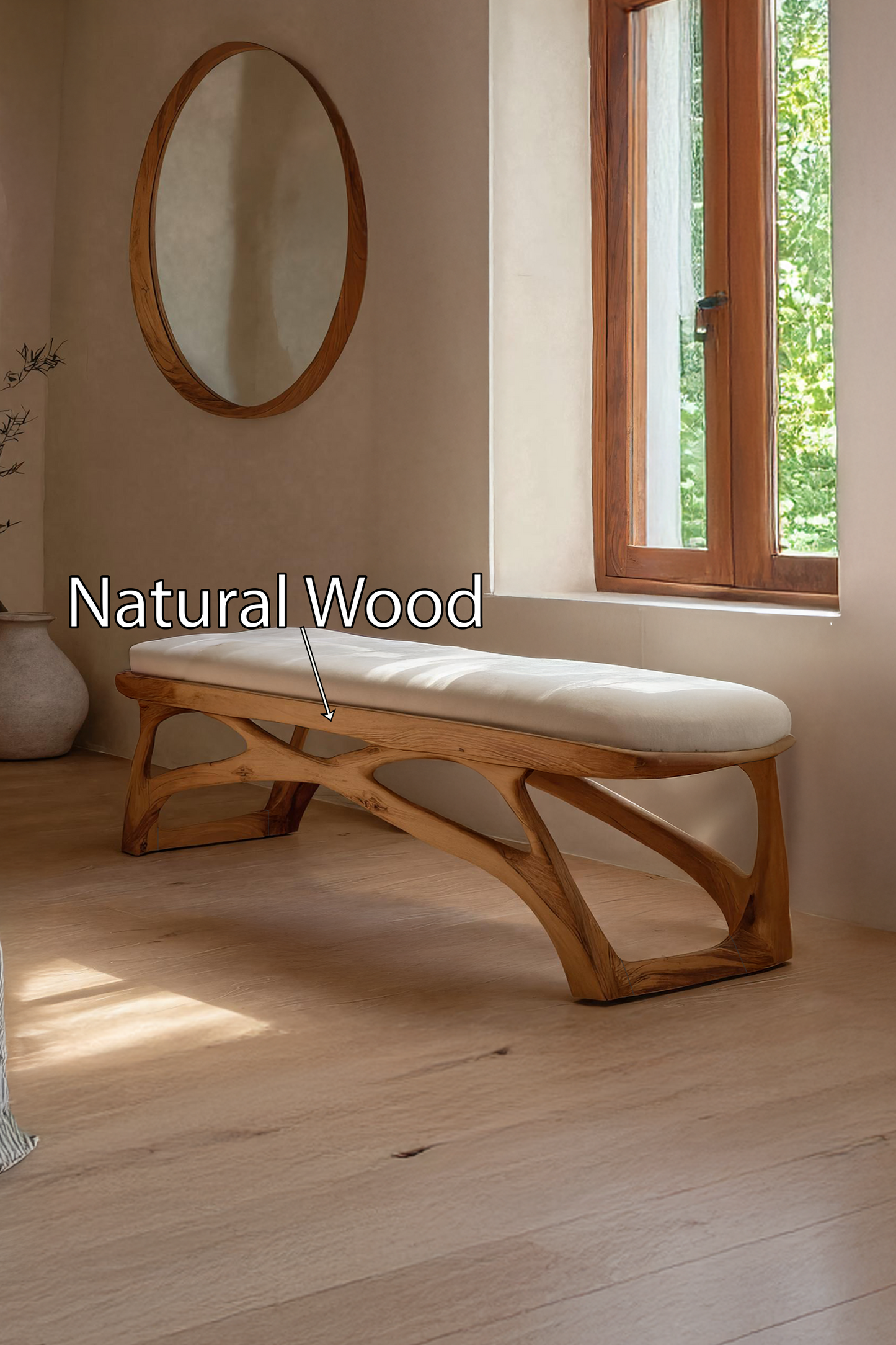 Minimalist Wooden Bench For Bedroom Interior Accent