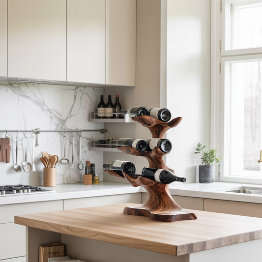 Rustic Wine Rack For Kitchen Decor With Vintage Charm