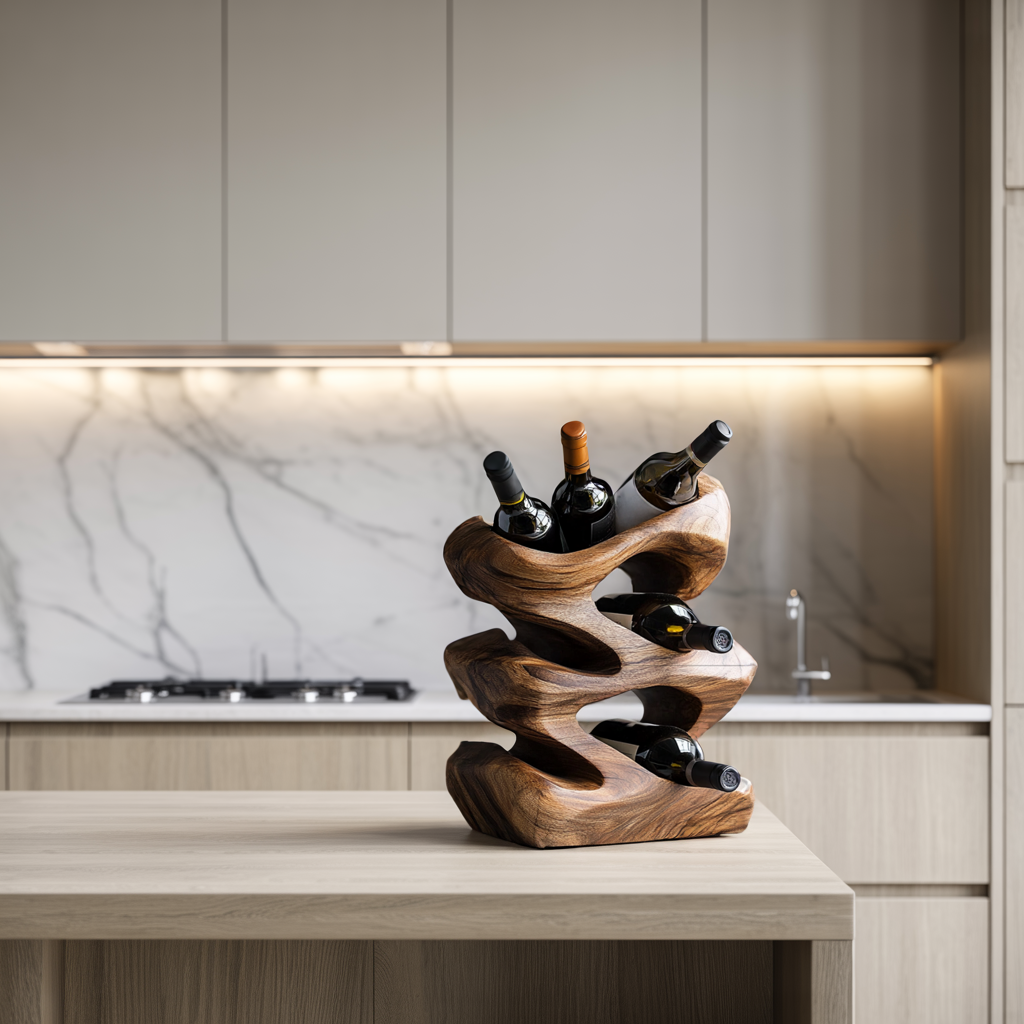 Handcrafted Wine Stand For Kitchen Natural Storage