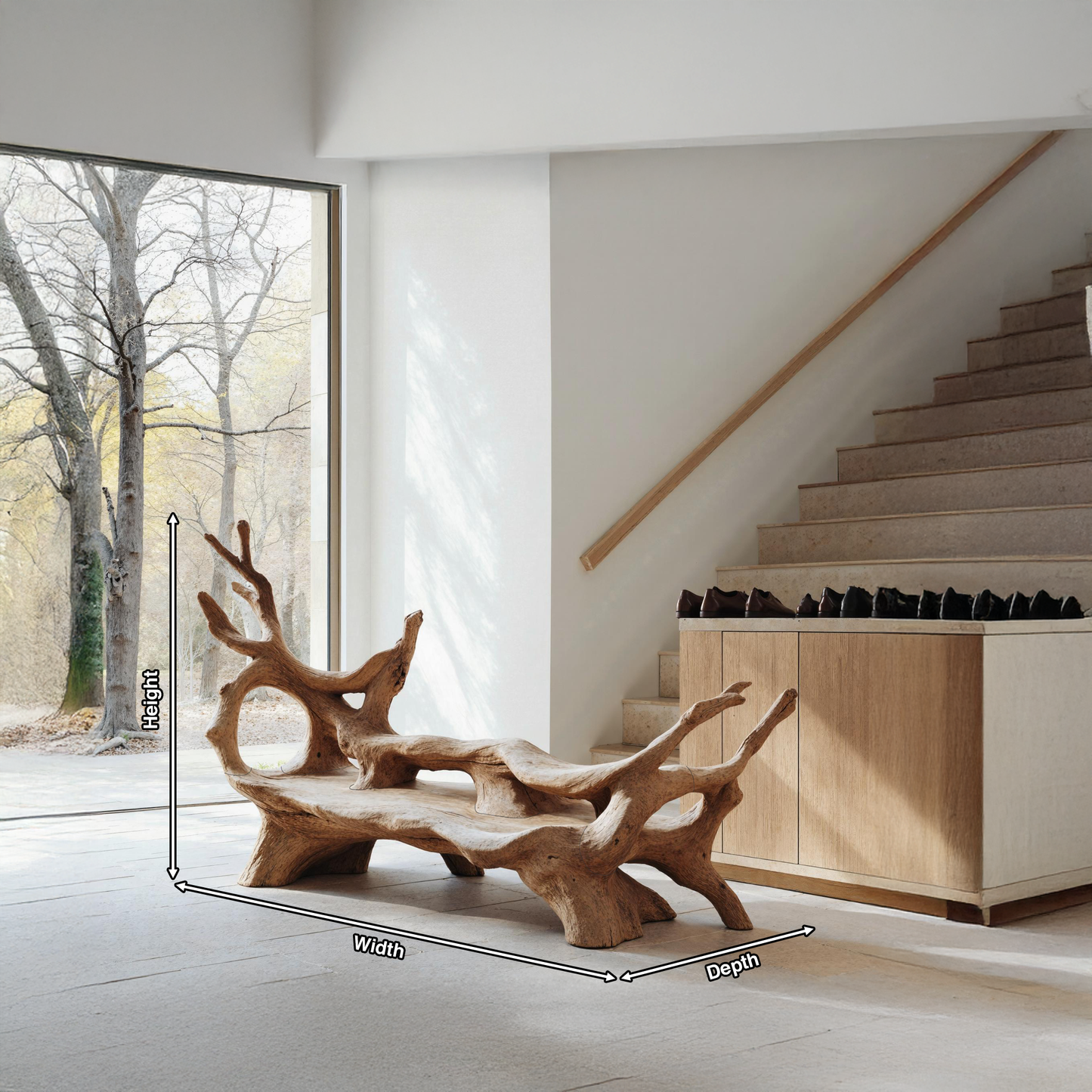 Mid Century Branch Bench For Retro Patio Ambiances