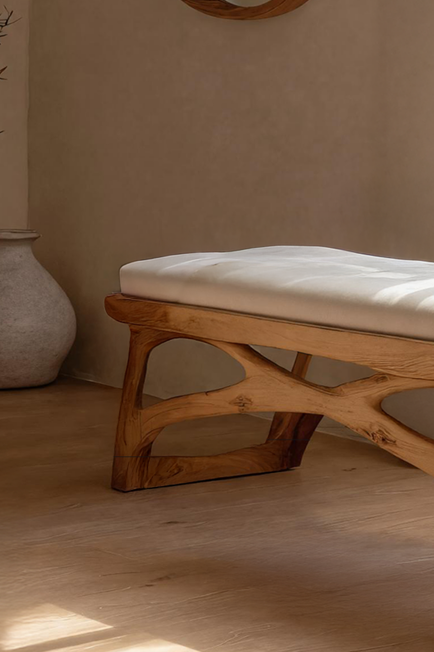 Minimalist Wooden Bench For Bedroom Interior Accent