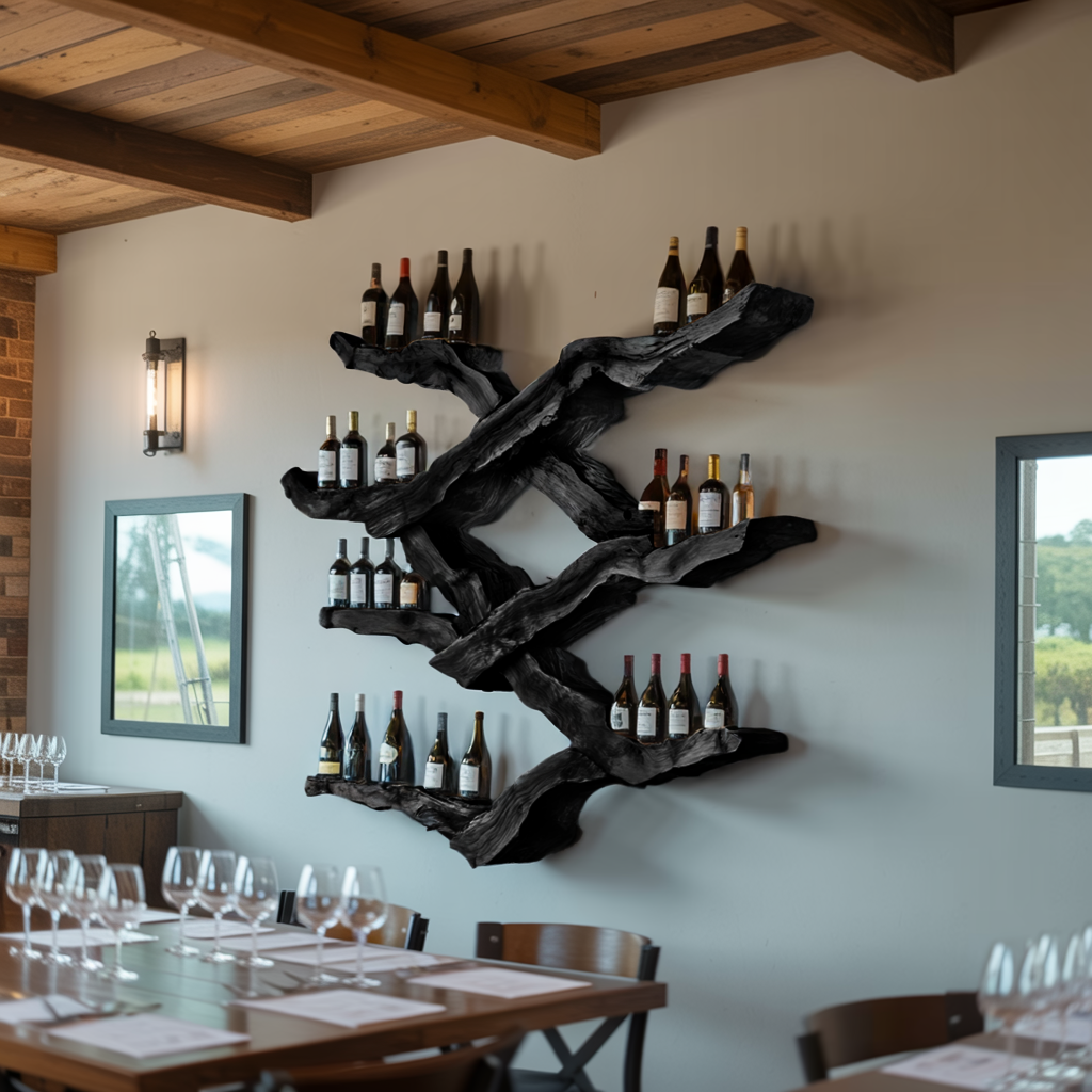 Farmhouse Wine Rack For Kitchen Wine Bottle Shelf