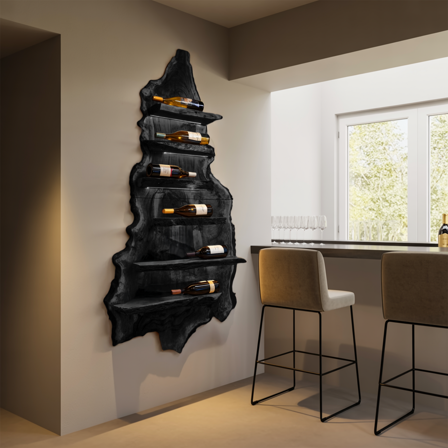 Modern Wooden Wine Rack For Bar Decor And Display Storage