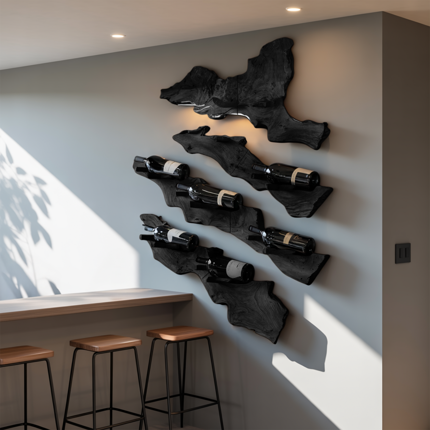 Handcrafted Wooden Live Edge Wine Holder For Bar Decor Ideas