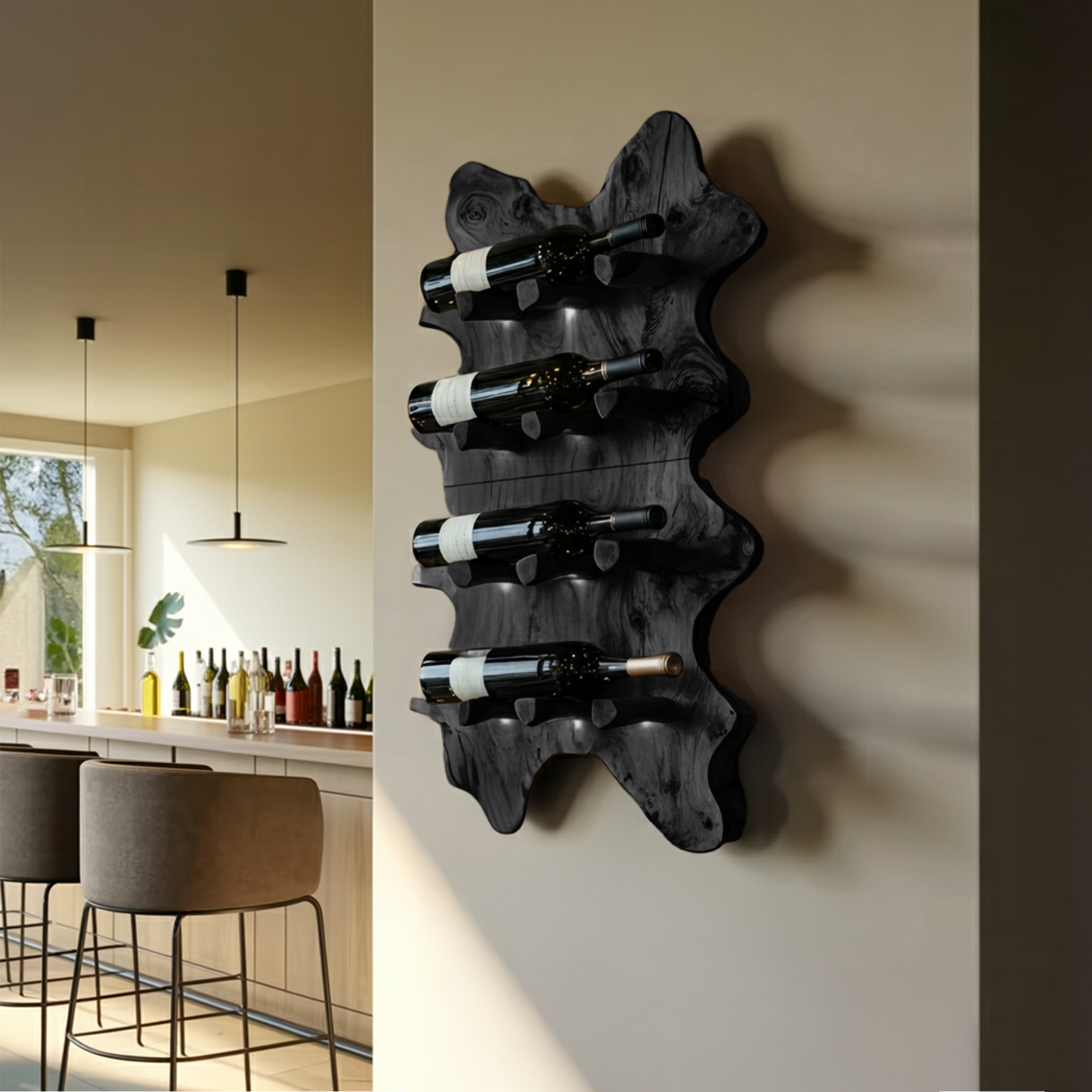 Rustic Live Edge Wall Wine Rack For Cozy Dining Rooms