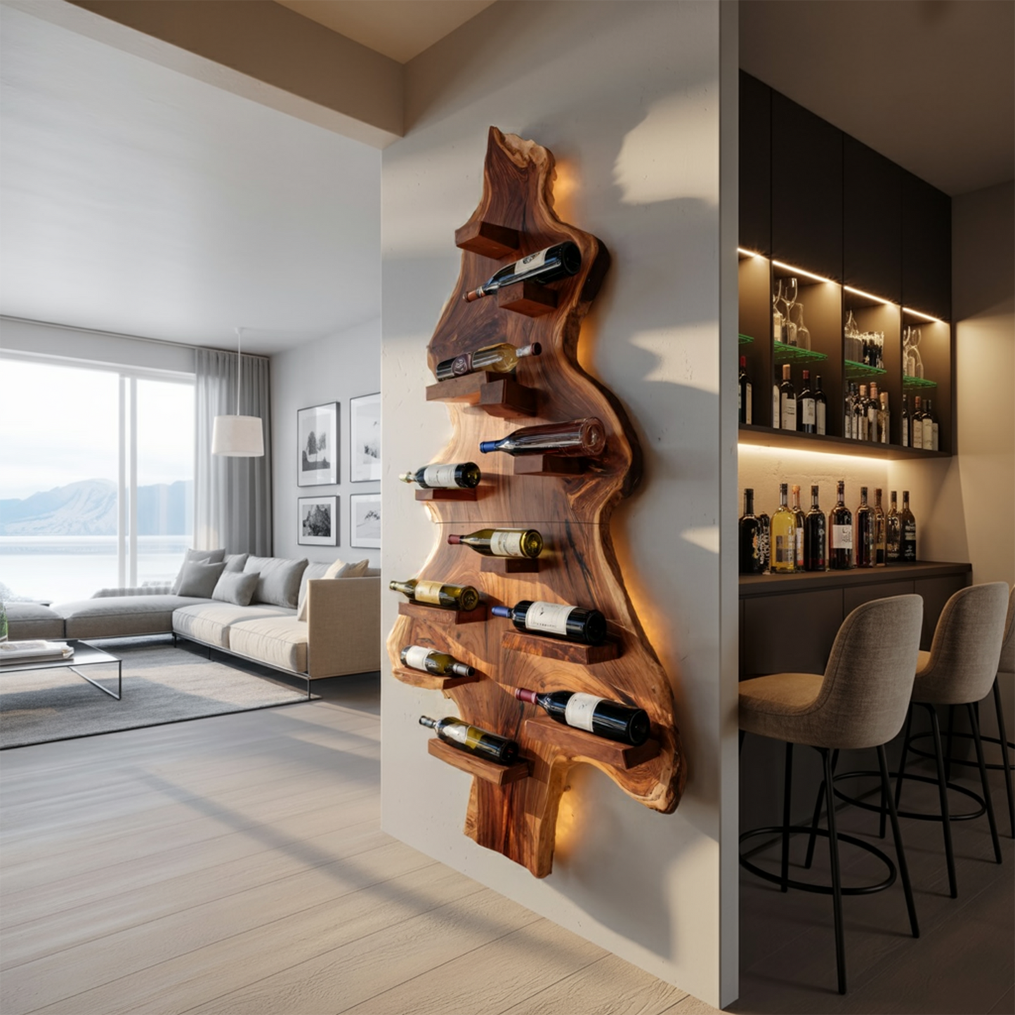 Mid Century Solid Wood Wine Rack For Entryway Furniture Style