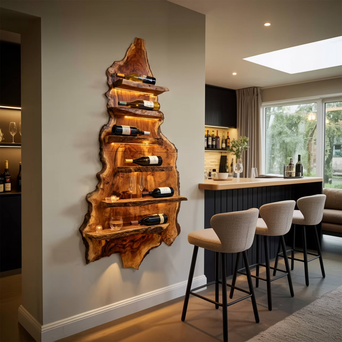 Modern Wooden Wine Rack For Bar Decor And Display Storage