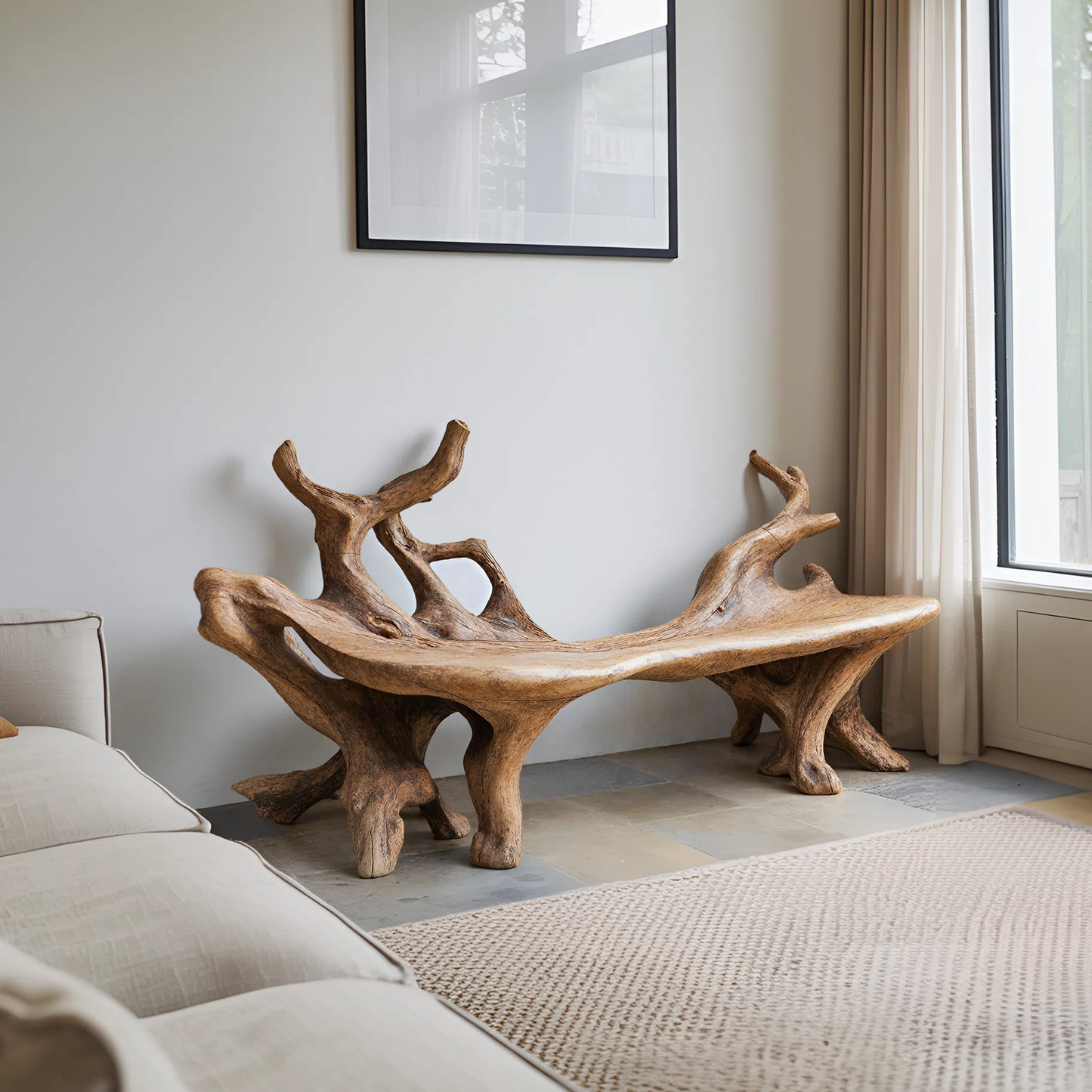 Farmhouse Wooden Bench For Cozy Living Room Accents