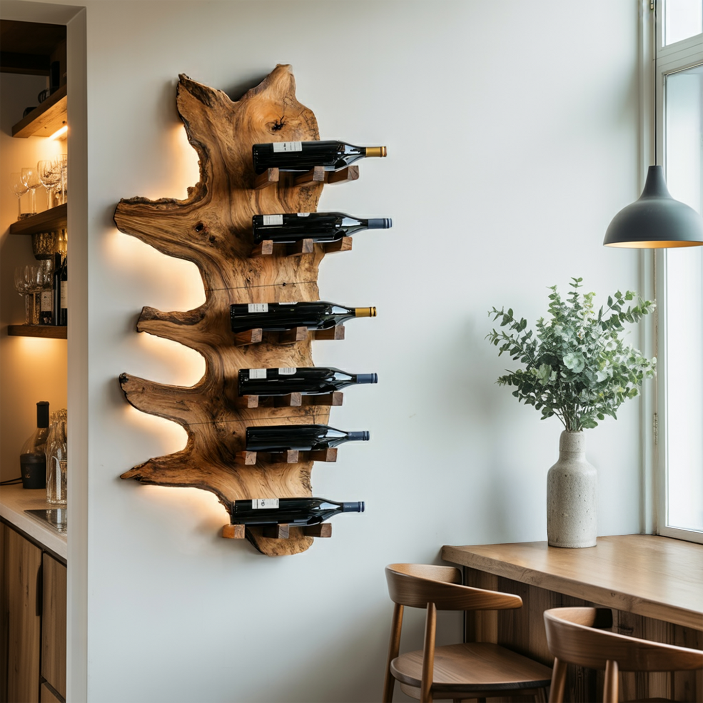 Modern Live Edge Wine Rack For Furniture Decor And Wine Shelf