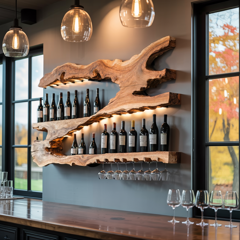 Mid Century Wine Holder For Kitchen Minimalist Shelf