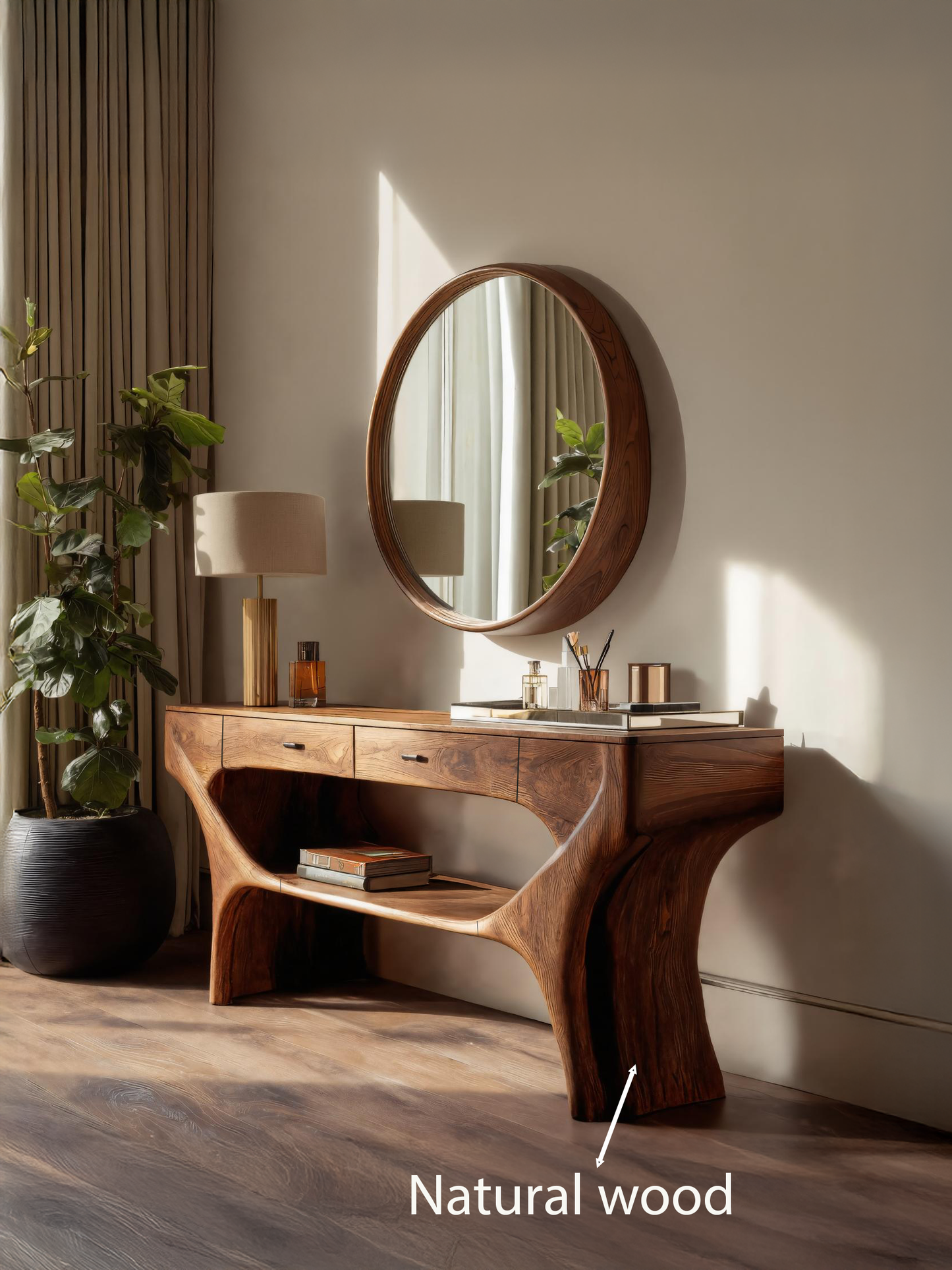 Artistic Handmade Vanity Table With Drawers For Bedroom