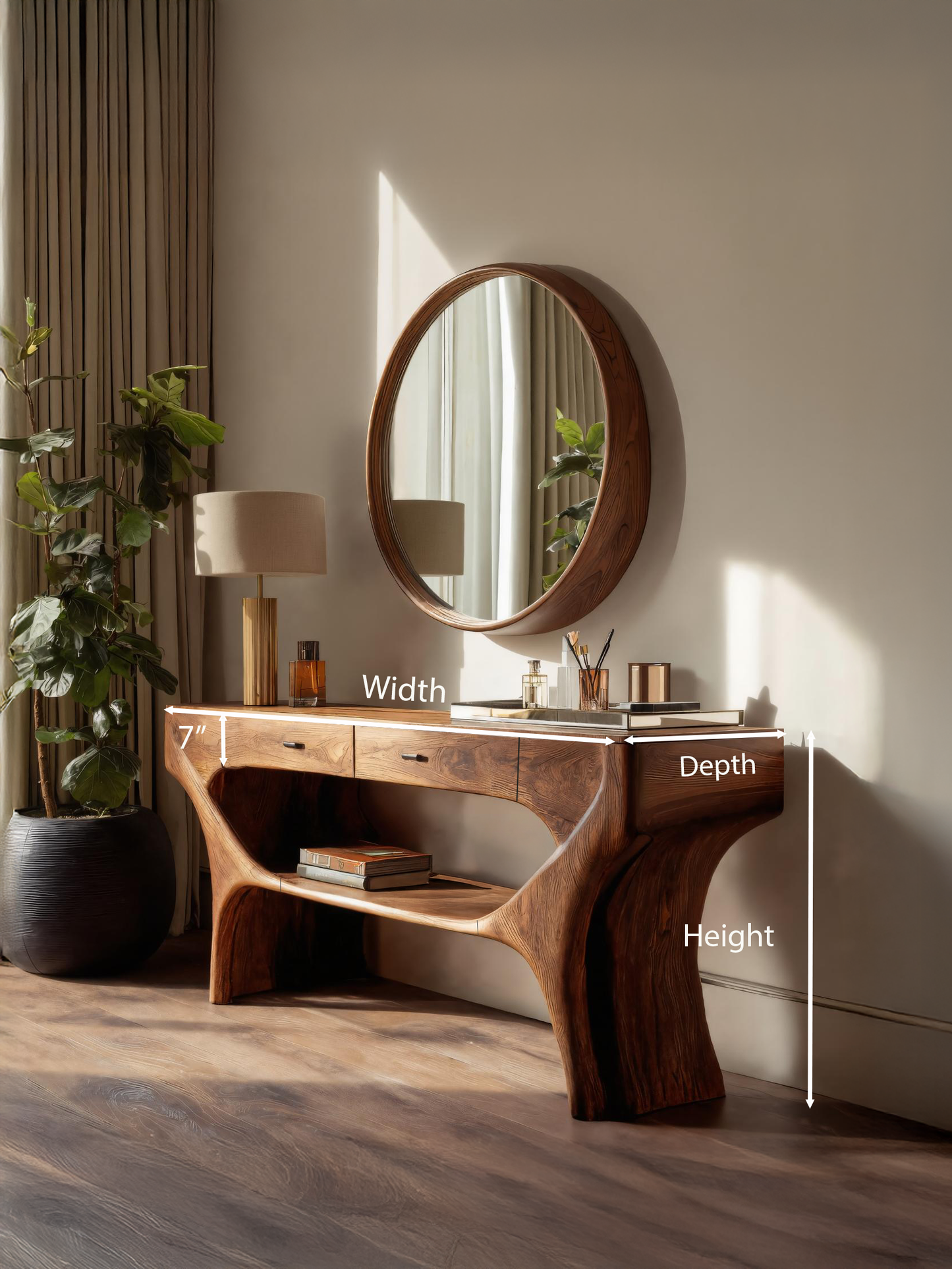 Artistic Handmade Vanity Table With Drawers For Bedroom