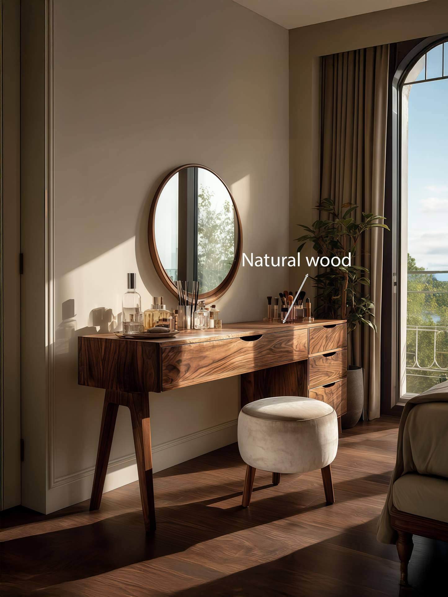 Modern Handmade Vanity Desk With Storage Drawers