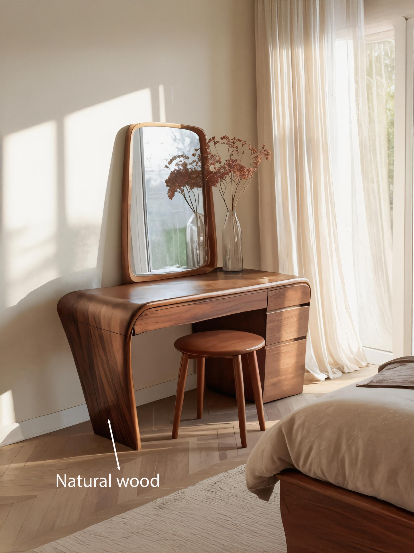 Contemporary Handmade Vanity Table With Drawers For Bedroom