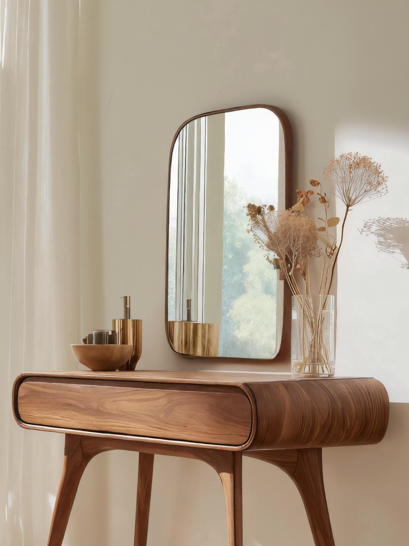 Mid Century Vanity Table With Drawers For Bedroom