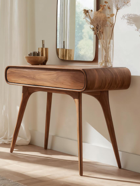 Mid Century Vanity Table With Drawers For Bedroom