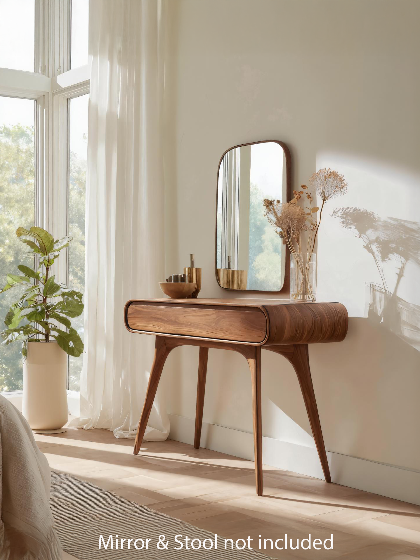 Mid Century Vanity Table With Drawers For Bedroom