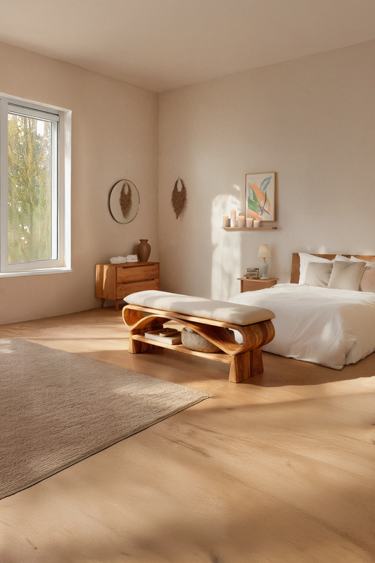Minimalist Solid Wood Bench For Bedroom Interior Design