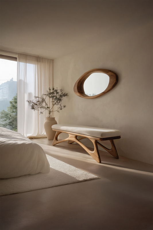 Modern Flowing Wood Bench For Furniture Accent