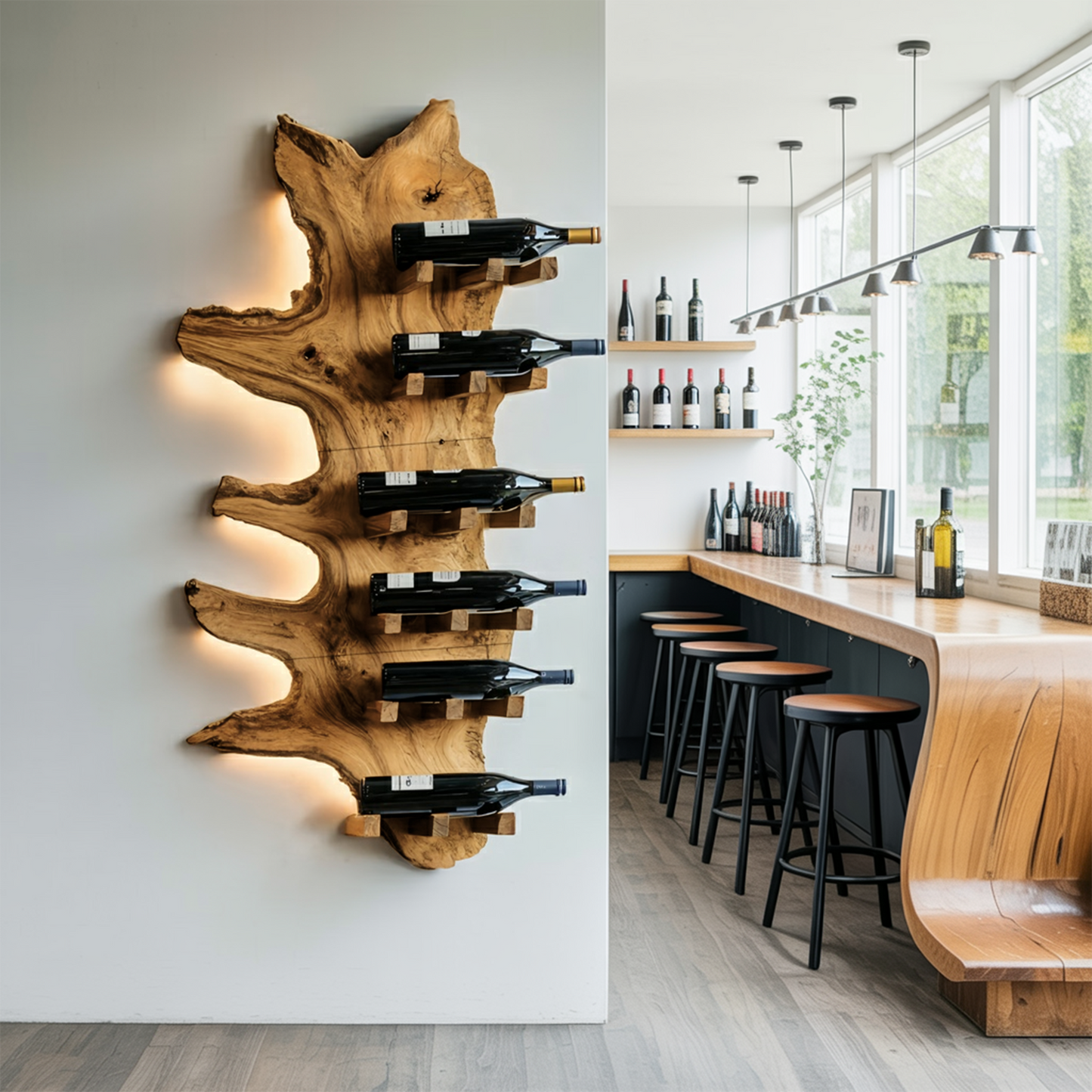 Modern Live Edge Wine Rack For Furniture Decor And Wine Shelf