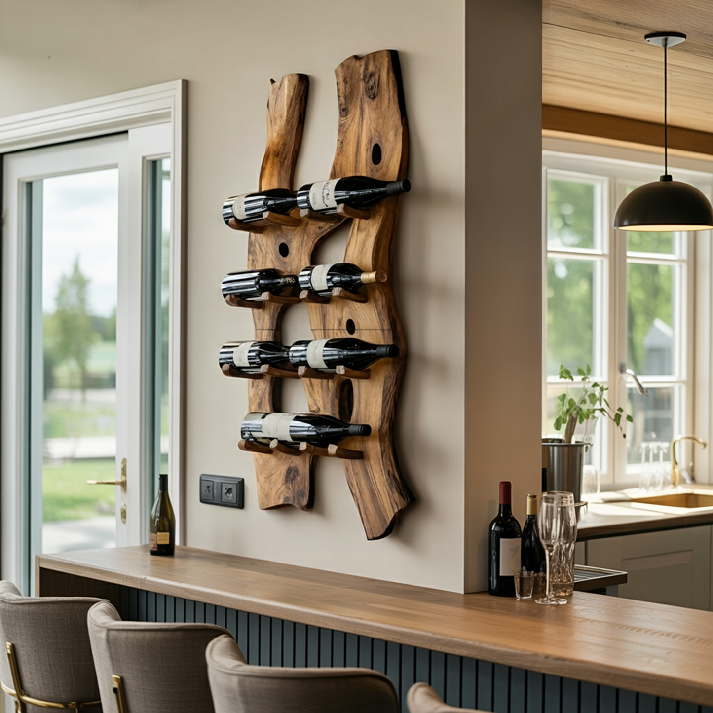 Handcrafted Wall Mount Wine Holder For Living Room