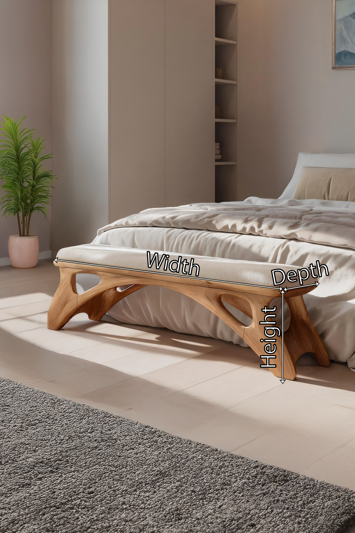 Handcrafted Bedroom Bench For Natural Interior Styling