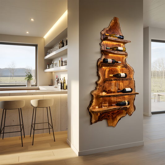 Modern Wooden Wine Rack For Bar Decor And Display Storage