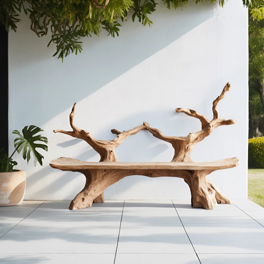 Mid Century Live Edge Bench For Elegant Patio