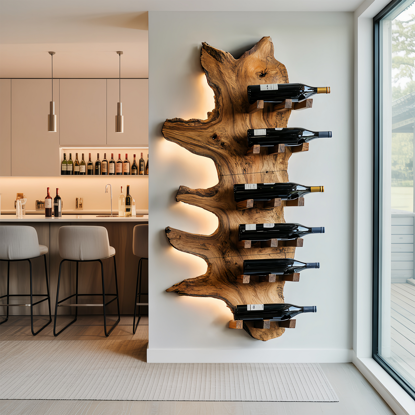 Modern Live Edge Wine Rack For Furniture Decor And Wine Shelf