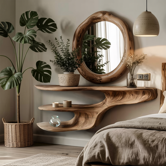 Rustic Solid Wood Vanity For Bedroom Makeup Organization