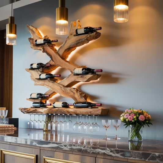 Mid Century Wine Rack For Living Room Bottle Display