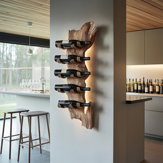 Farmhouse Solid Wood Wine Rack For Rustic Entryway Design