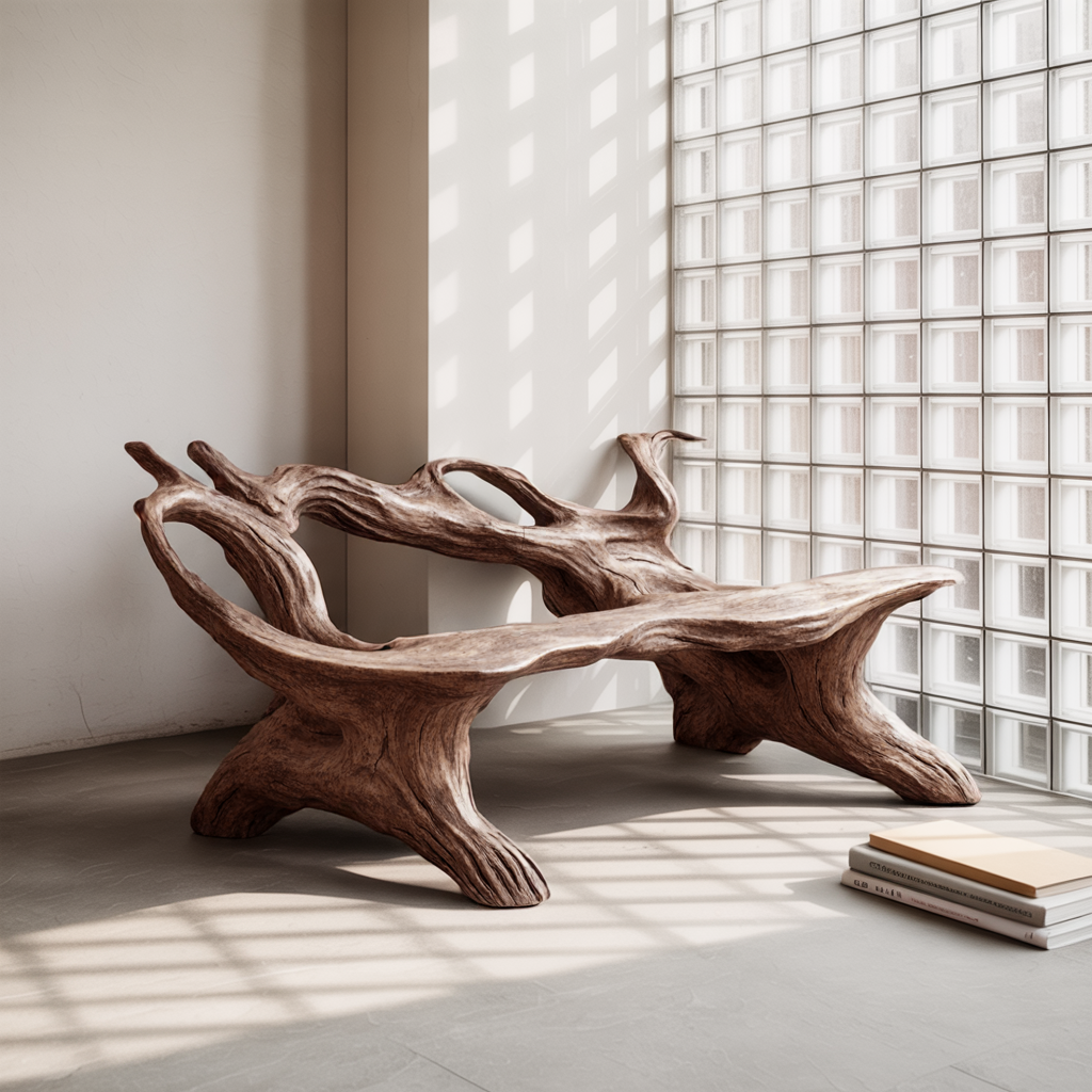 Farmhouse Branch Bench For Comfortable Living Room Seating