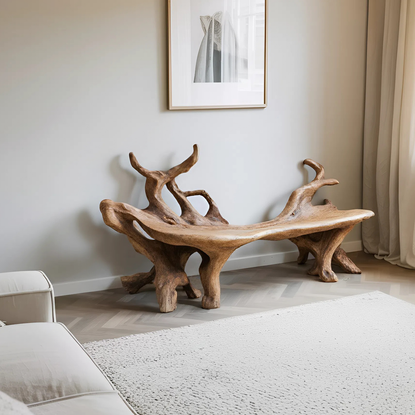 Farmhouse Wooden Bench For Cozy Living Room Accents