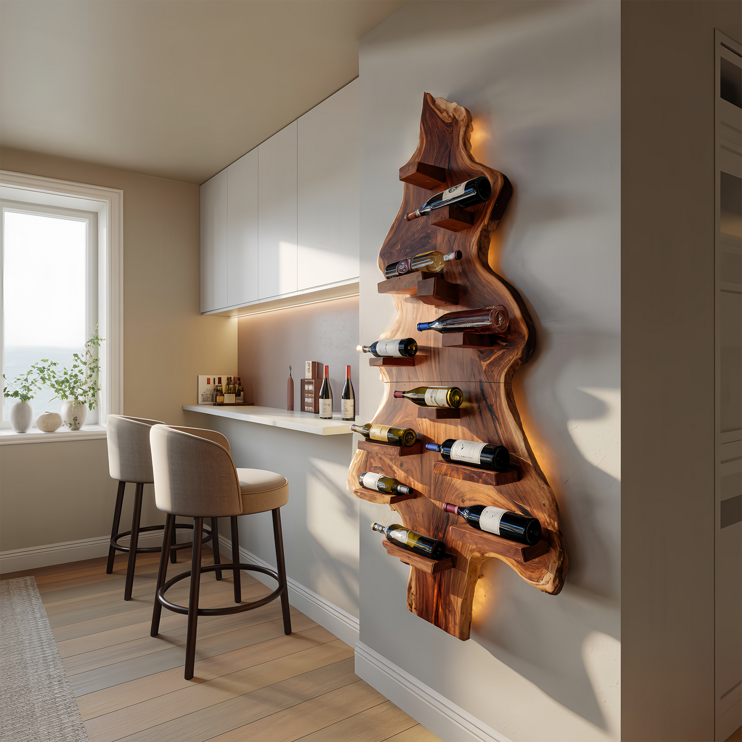 Mid Century Solid Wood Wine Rack For Entryway Furniture Style