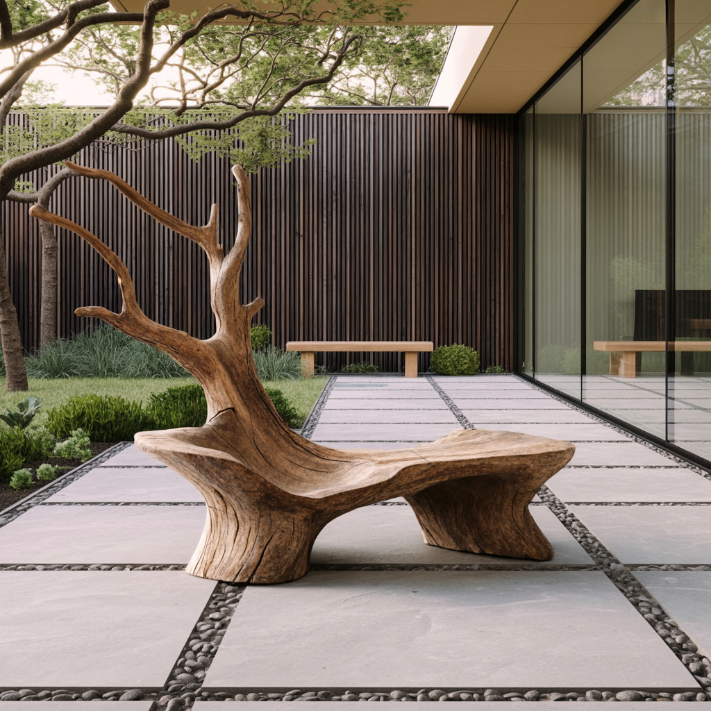 Mid Century Branch Bench Outdoor Seating For Timeless Patio Comfort