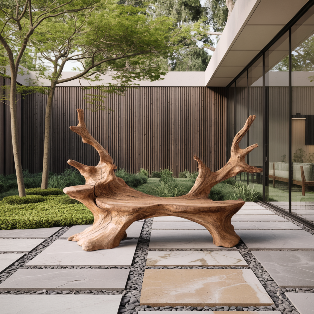 Mid Century Live Edge Bench For Elegant Living Room Accents