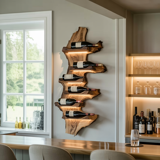 Farmhouse Live Edge Wine Holder For Entryway Furniture Decor