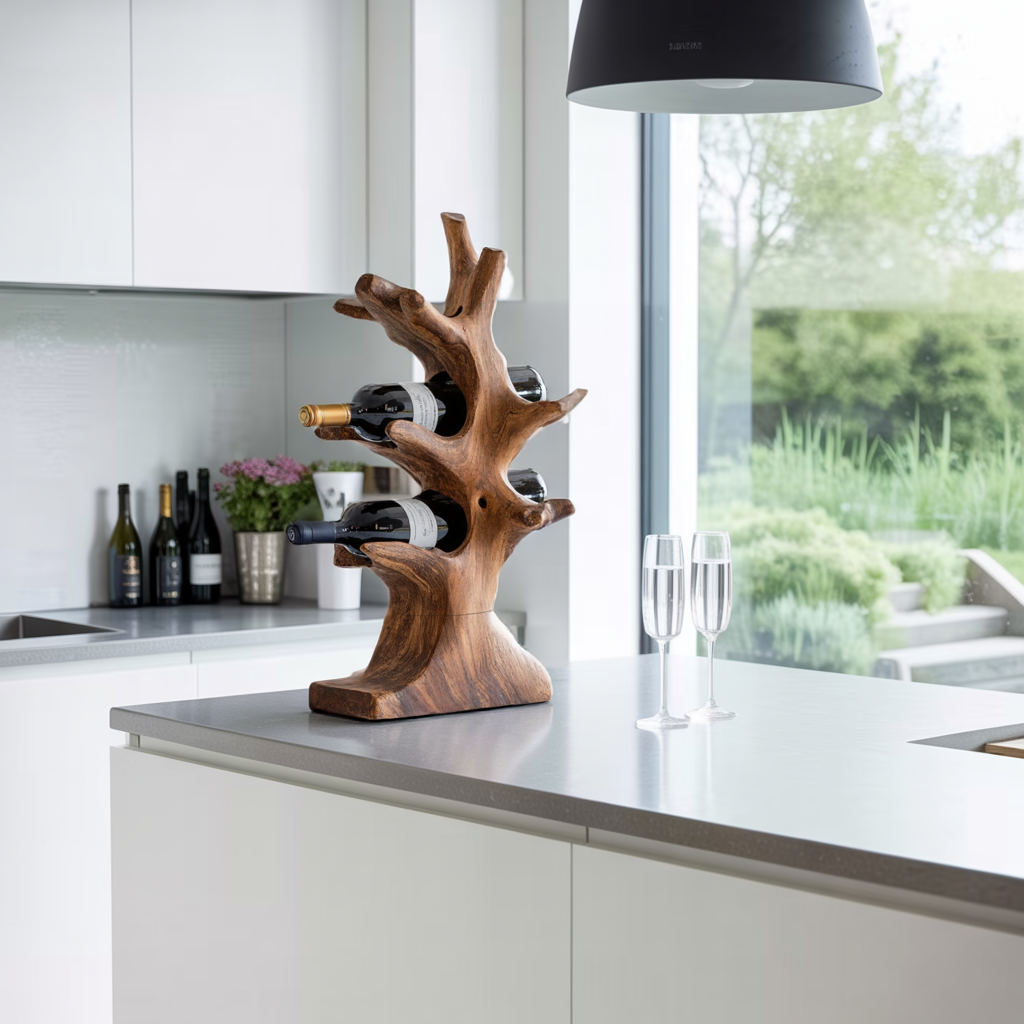 Rustic Wine Stand For Living Room Natural Wood Vibe