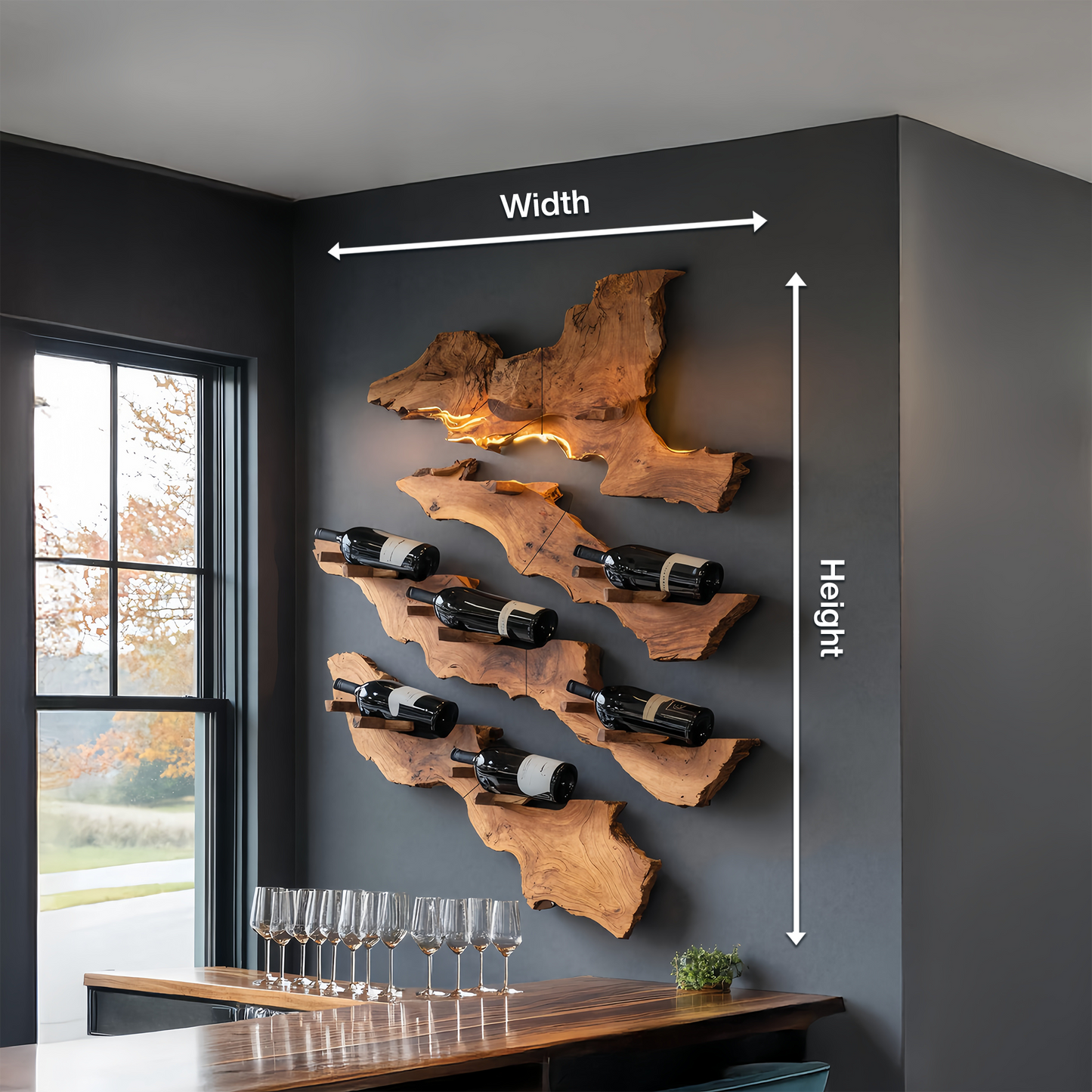 Handcrafted Wooden Live Edge Wine Holder For Bar Decor Ideas