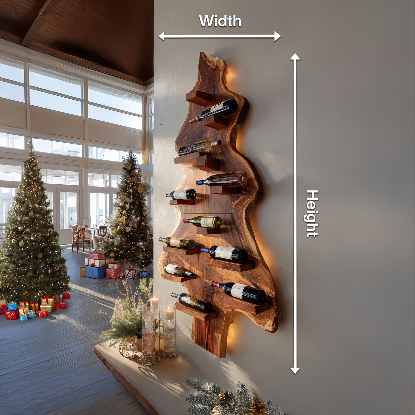 Mid Century Solid Wood Wine Rack For Entryway Furniture Style